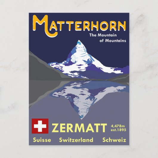 Matterhorn, Zermatt, Zwitserland, Briefkaart (Voorkant)