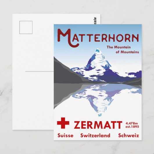 Matterhorn, Zermatt, Zwitserland, Briefkaart (Voorkant / Achterkant)