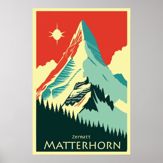 Matterhorn, Zermatt, Zwitserland,Ski Poster (Voorkant)