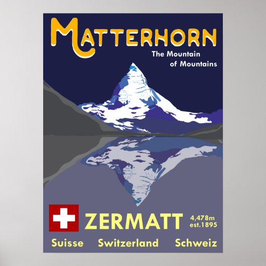 Matterhorn, Zermatt, Zwitserland, Ski Poster (Voorkant)