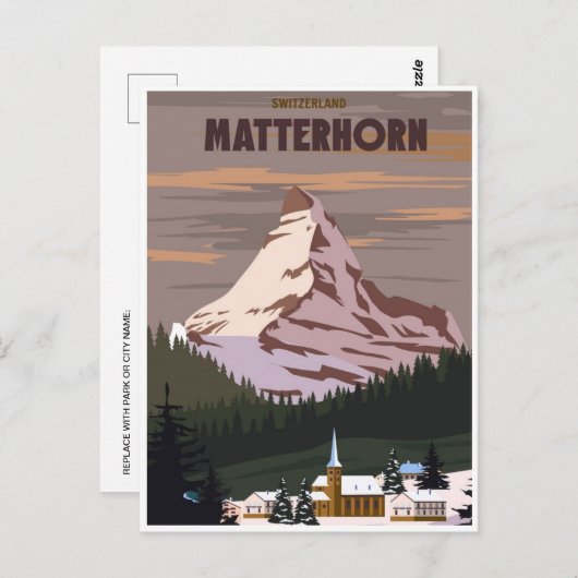 Matterhorn Zwitserland  bergtop Briefkaart (Voorkant / Achterkant)