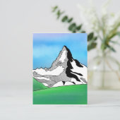 Matterhorn Zwitserland Line art waterverf Briefkaart (Staand voorkant)