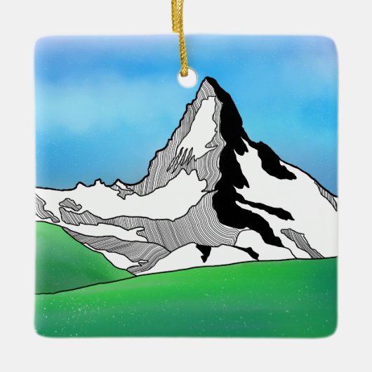 Matterhorn Zwitserland Line art waterverf Keramisch Ornament (Voorkant)