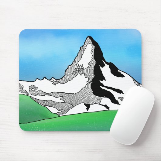 Matterhorn Zwitserland Line art waterverf Muismat (Met muis)