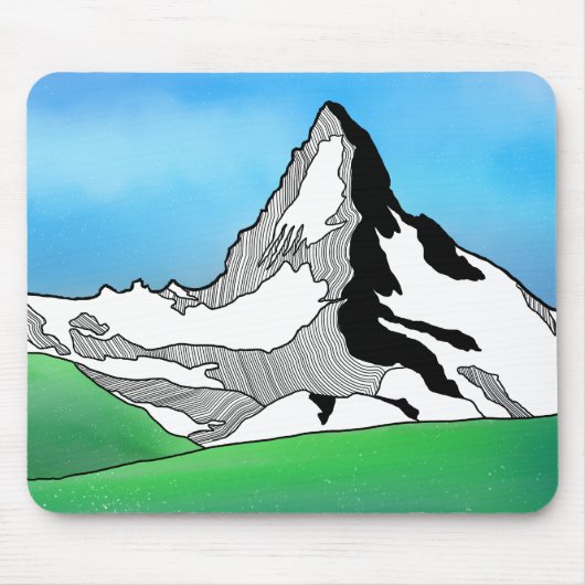 Matterhorn Zwitserland Line art waterverf Muismat (Voorkant)
