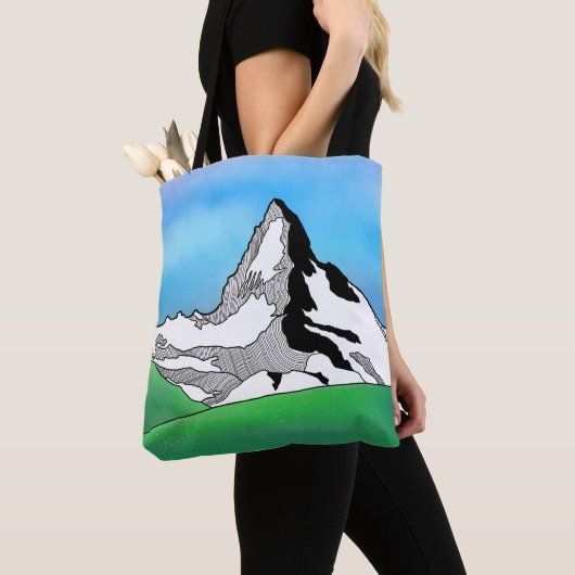 Matterhorn Zwitserland Line art waterverf Tote Bag (Dichtbij)