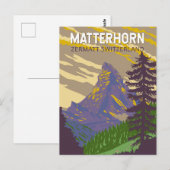 Matterhorn Zwitserland Reizen Kunst Vintage Briefkaart (Voorkant / Achterkant)