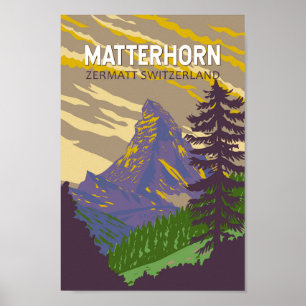 Matterhorn Zwitserland Reizen Kunst Vintage Poster