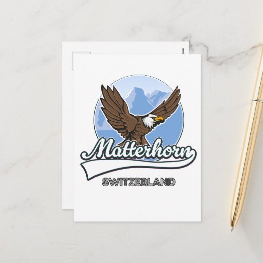 Matterhorn Zwitserland reizen logo Feestdagenkaart (Voorkant / Achterkant in situ)