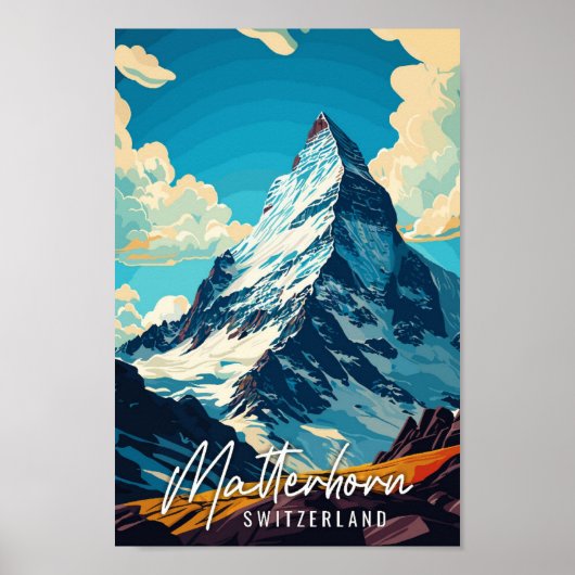 Matterhorn Zwitserland vintage reisillustratie Poster (Voorkant)