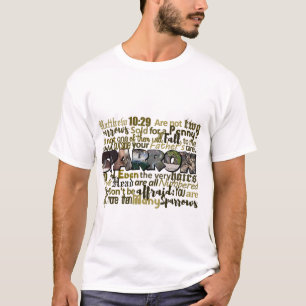 Matteüs 10:29-31 Mus Sparrow Groot Letter Woord Ku T-shirt