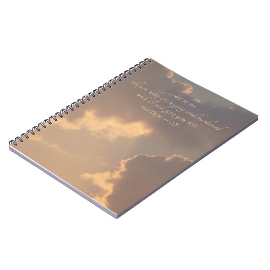 Matteüs 11:28 Bijbelgeschrift notitieboek (Linkerzijde)