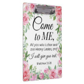 Matteüs 11:28 Motivatie Bijbelvers Floral Roos Klembord (Rechts)