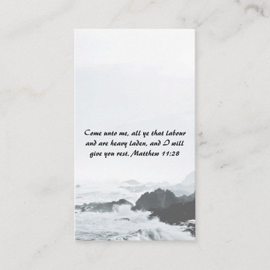 Matteüs 11:28 Ocean Red Sunset QR-code Visitekaartje (Voorkant)