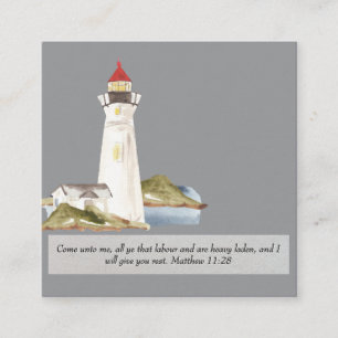 Matteüs 11:28 Vuurtoren Vierkante Visitekaartje