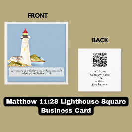 Matteüs 11:28 Vuurtoren Vierkante Visitekaartje