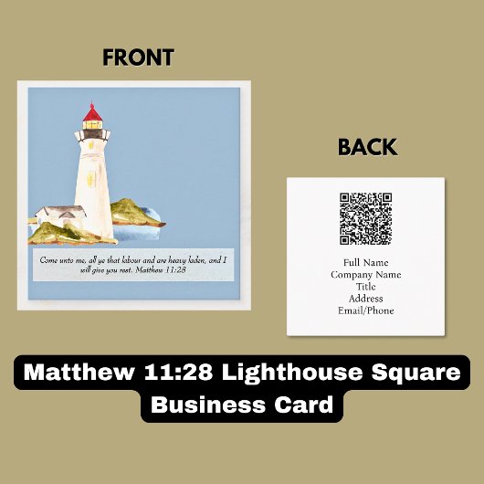 Matteüs 11:28 Vuurtoren Vierkante Visitekaartje