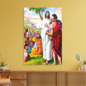 Matteüs 14:13-21 Jesus Feeds 5000 Mannen Canvas (Insitu (Woonkamer))