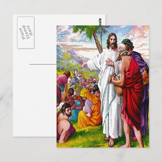 Matteüs 14:13-21 Jezus voedt 5000 Mannen briefkaar Briefkaart (Voorkant / Achterkant)