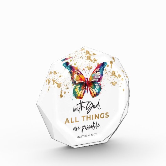 Matteüs 19:26 Alle dingen zijn mogelijk Vlinder Fotoblokken (Links)