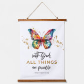 Matteüs 19:26 Alle dingen zijn mogelijk Vlinder Hangend Wandkleed (Voorkant)