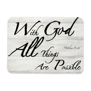 Matteüs 19:26 Bijbelvers op Woodgrain Magnet Magneet