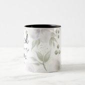 Matteüs 19:26 Moderne zwart roze groene bloem Tweekleurige Koffiemok (Center)