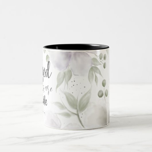 Matteüs 19:26 Moderne zwart roze groene bloem Tweekleurige Koffiemok (Center)