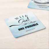 Matteüs 19:26 Typografie Ontwerp Kartonnen Onderzetters (Schuin)