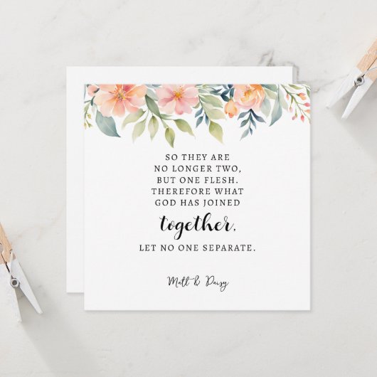 Matteüs 19:6, Huwelijk Bijbelvers Kaart (Voorkant / Achterkant in situ)