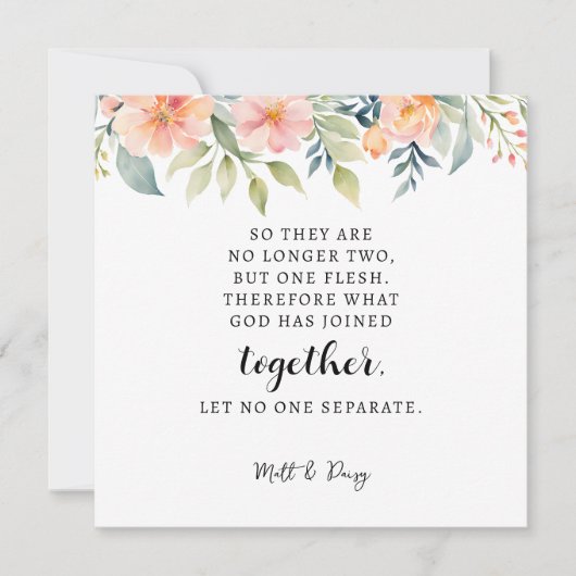 Matteüs 19:6, Huwelijk Bijbelvers Kaart (Voorkant)