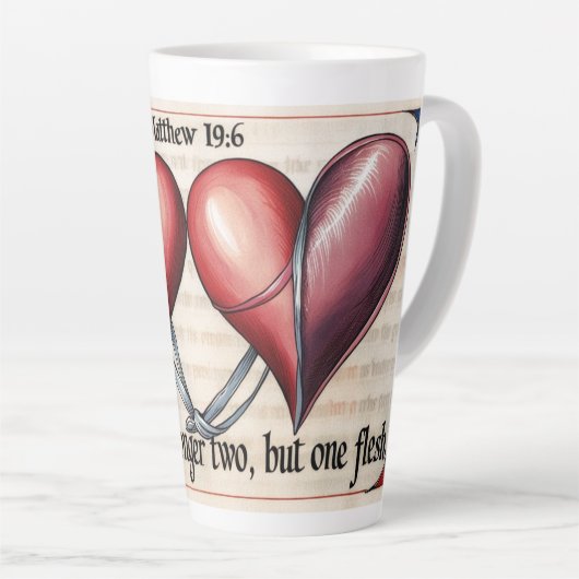 Matteüs 19:6 latte mok (Rechterhoek)