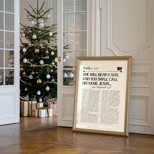 Matteüs 1:21 Kerstmuur afdrukken Poster