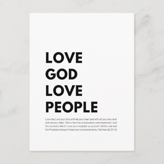 Matteüs 22:37-40 Liefde God Liefde Mensen Briefkaart (Voorkant)