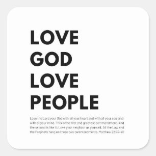 Matteüs 22:37-40 Liefde God Liefde Mensen Vierkante Sticker