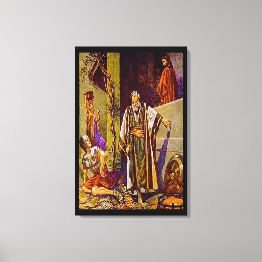 Matteüs 26:69-75 Petrus ontkent Jezus doek Canvas Afdruk (Voorkant)