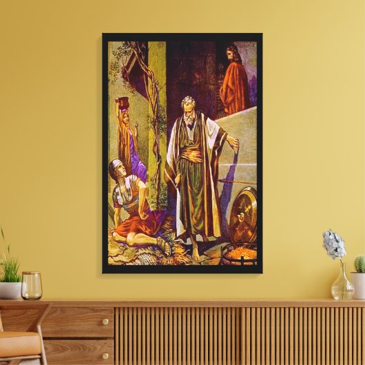 Matteüs 26:69-75 Petrus ontkent Jezus doek Canvas Afdruk (Insitu (Woonkamer))