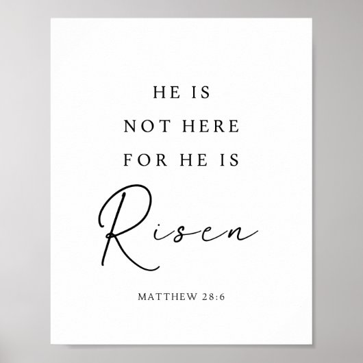 Matteüs 28:6 Hij is Opgewekt, Christelijk Pasen Poster (Voorkant)