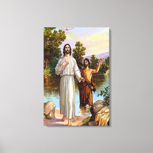 Matteüs 3:13-17 Jezus is gedoopt doek Canvas Afdruk (Voorkant)