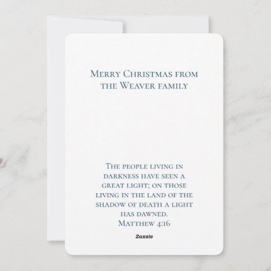 Matteüs 4:16 | Custom Blue Waterverf Christmas Feestdagenkaart (Achterkant)