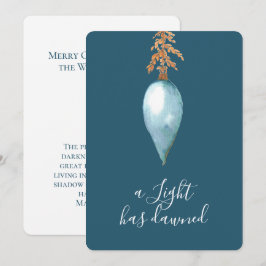 Matteüs 4:16 | Custom Blue Waterverf Christmas Feestdagenkaart