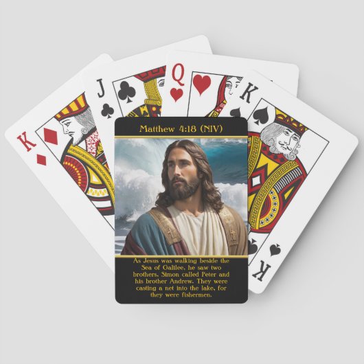 Matteüs 4:18 Jezus reflecteert door Ocean AI Art Pokerkaarten (Achterkant)