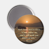 Matteüs 4:19 zonsondergang geschrift magneet (Voorkant / Achterkant)