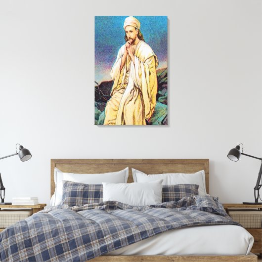 Matteüs 4:1-11 Satan verleidt Jezus omwikkeld doek Canvas Afdruk (Insitu (Slaapkamer))