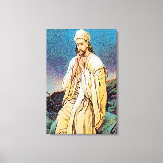 Matteüs 4:1-11 Satan verleidt Jezus omwikkeld doek Canvas Afdruk (Voorkant)