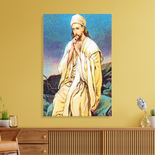 Matteüs 4:1-11 Satan verleidt Jezus omwikkeld doek Canvas Afdruk (Insitu (Woonkamer))