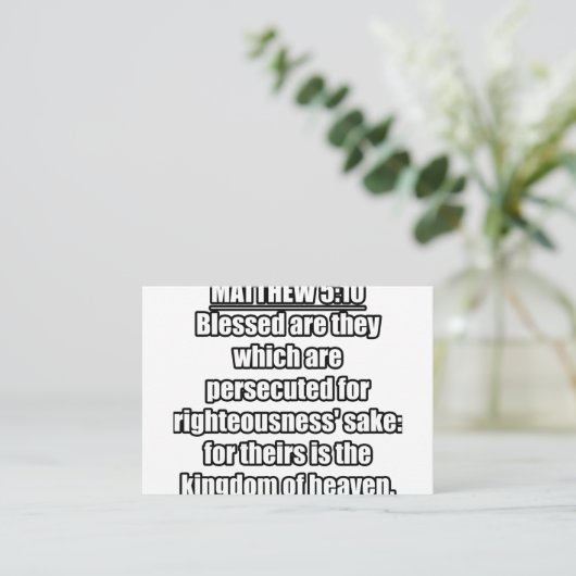 Matteüs 5:10 KJV Bijbel Verse Typografie Informatiekaartje (Staand voorkant)