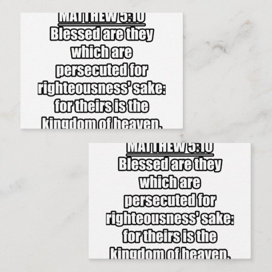Matteüs 5:10 KJV Bijbel Verse Typografie Informatiekaartje (Voorkant / Achterkant)
