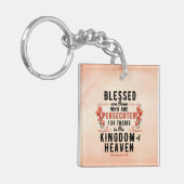 Matteüs 5:10 Poppies Waterverf Acryl Sleutelhanger (Voorkant Links)