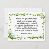 Matteüs 5:11-12 Gezegend bent u Bijbel Vlakke Kaar (Voorkant)